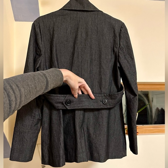 🔻FINAL PRICE🔻Sandro Dark Grey Chambray Denim-like Wide Lapel Jacket / Like New - Picture 5 of 16